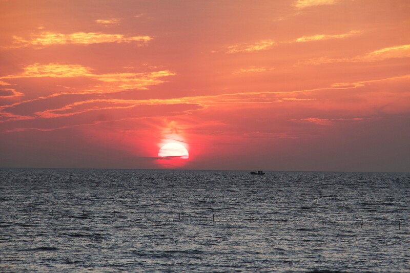 Sunset in Yellow sea in Eastern China